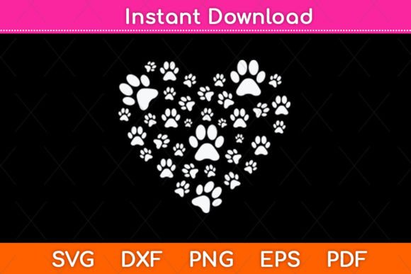 Dog Paw Love Heart Print Svg Design
