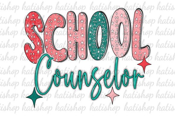 Pink School Counselor Star Sublimation Graphics and Crafts
