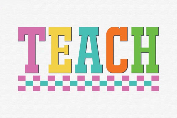 Retro Teacher Checkered Teach Graphics