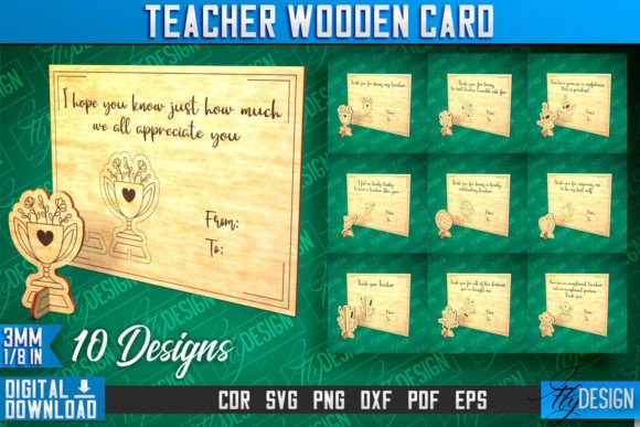 Teacher Wooden Card Laser Cut CNC Graphics Crafts
